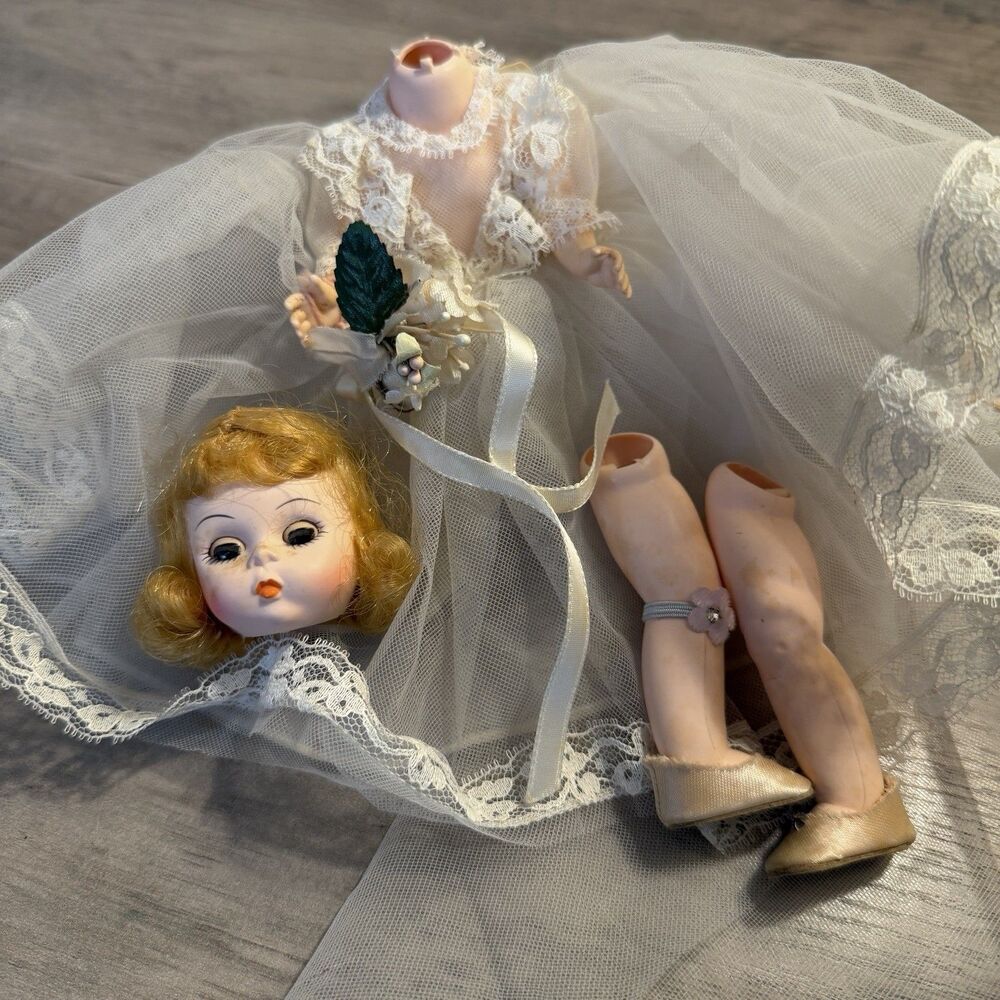 Madame Alexander 8 in Wedding Outfit Lot Dress Veil Shoes Bouquet Parts Only